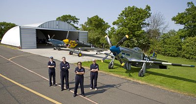 The aircraft and team at Hangar 11
