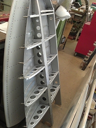 A view of the tailplanes with the structure exposed.